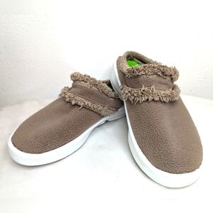 Oofos OOcoozie Mules Womens 8.5 Sherpa Comfort Sport Recovery Slip On Shoes Tan